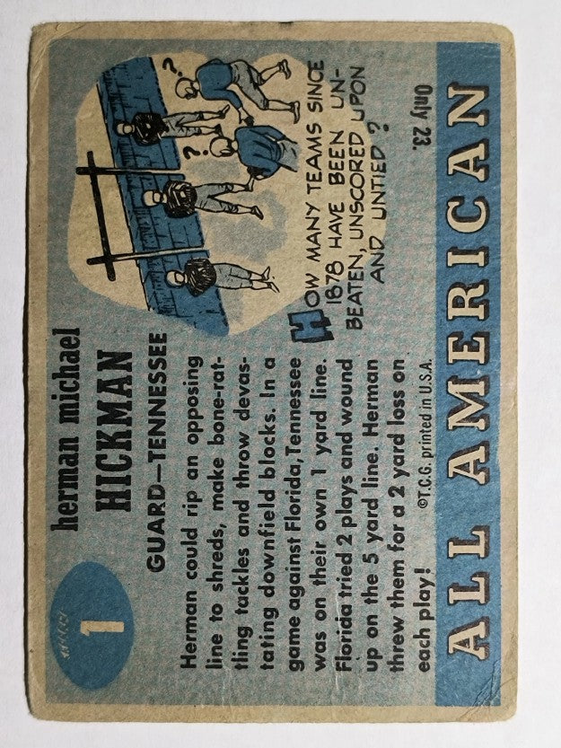 1955 Topps All American #1 Herman Hickman RC (GOOD)