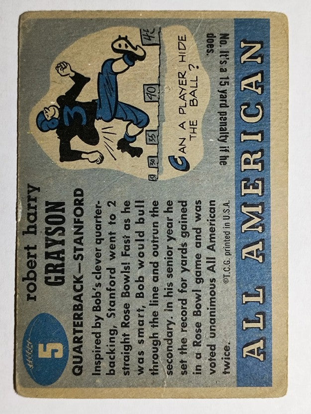 1955 Topps All American #5 Bobby Grayson RC (VG)