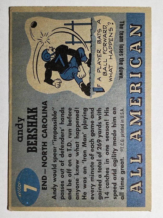 1955 Topps All American #7 Andy Bershak RC (VGEX)