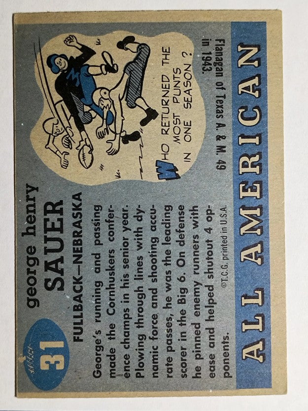 1955 Topps All American #31 George Sauer Sr. RC (VGEX)