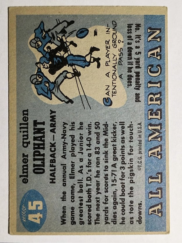 1955 Topps All American #45 Elmer Oliphant RC (VGEX)