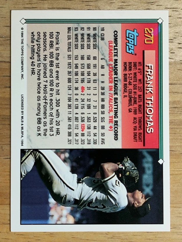 1994 Topps Gold #270 Frank Thomas