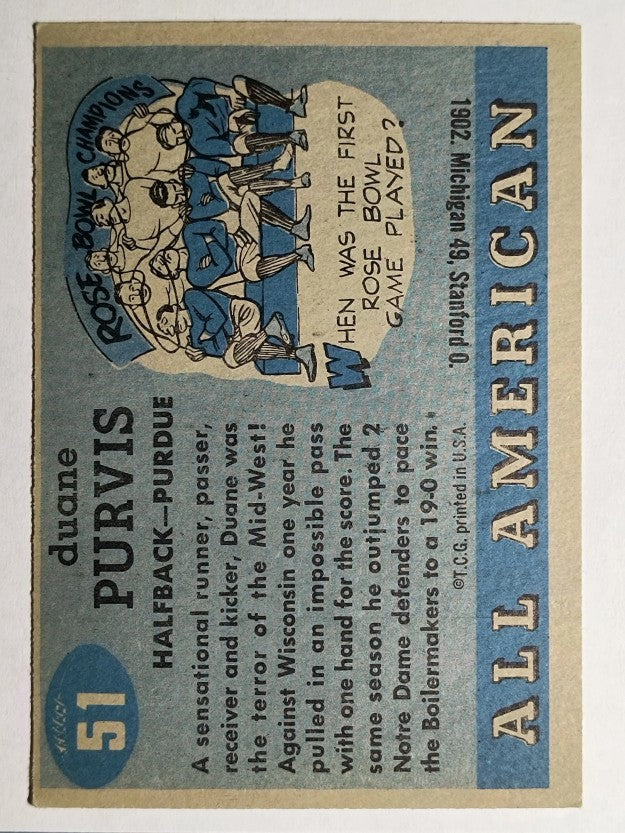 1955 Topps All American #51 Duane Purvis SP RC (EX)