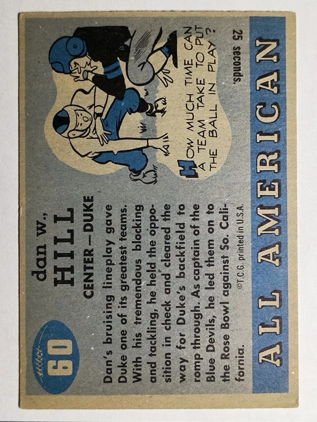 1955 Topps All American #60 Dan Hill RC (VGEX)