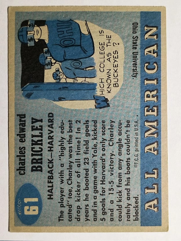 1955 Topps All American #61 Charles Brickley SP RC (VGEX)