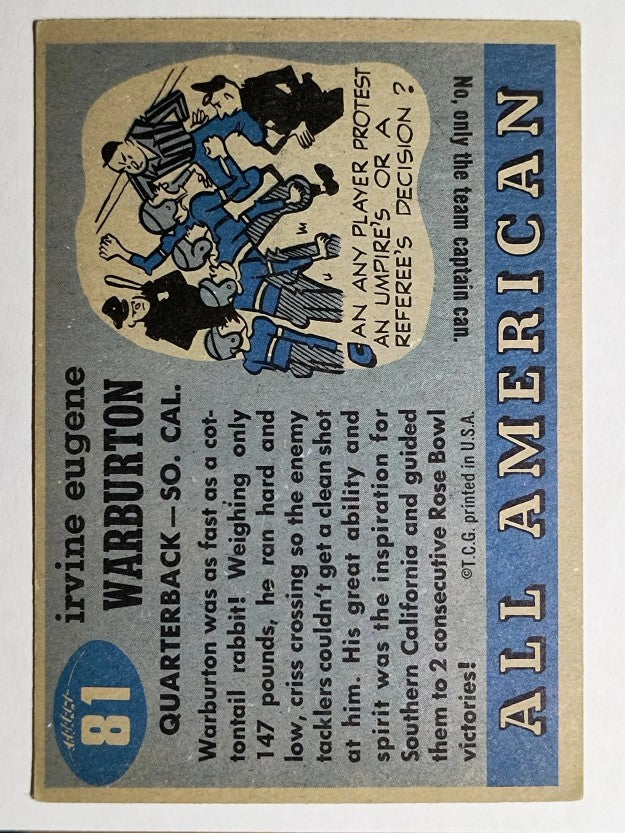 1955 Topps All American #81 Cotton Warburton RC (VGEX)