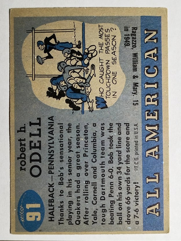 1955 Topps All American #91 Bob Odell RC (VGEX)