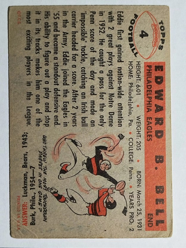 1956 Topps #4 Eddie Bell (VG)