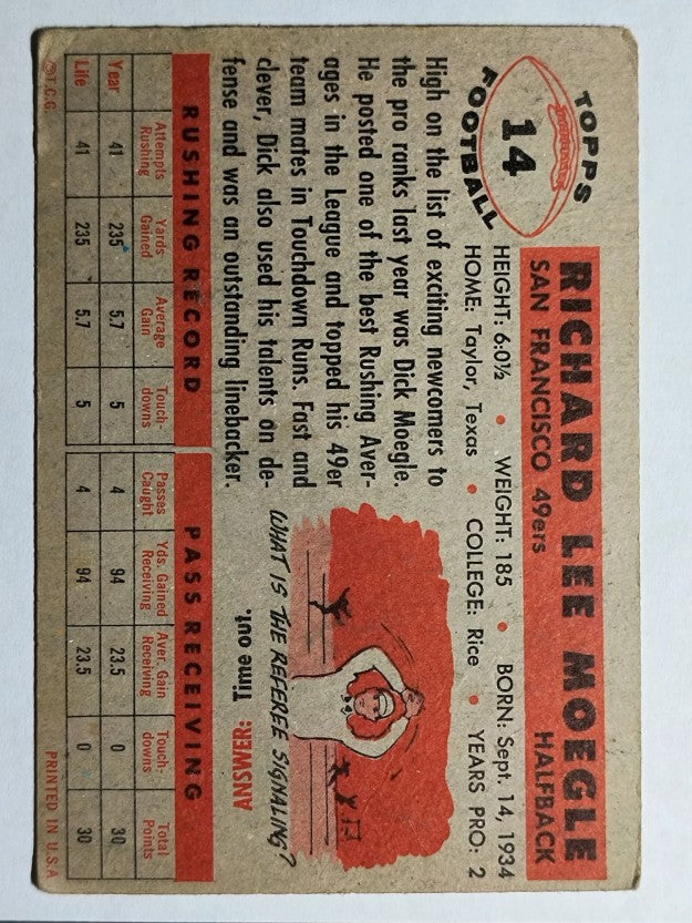 1956 Topps #14 Dick Moegle (VG)