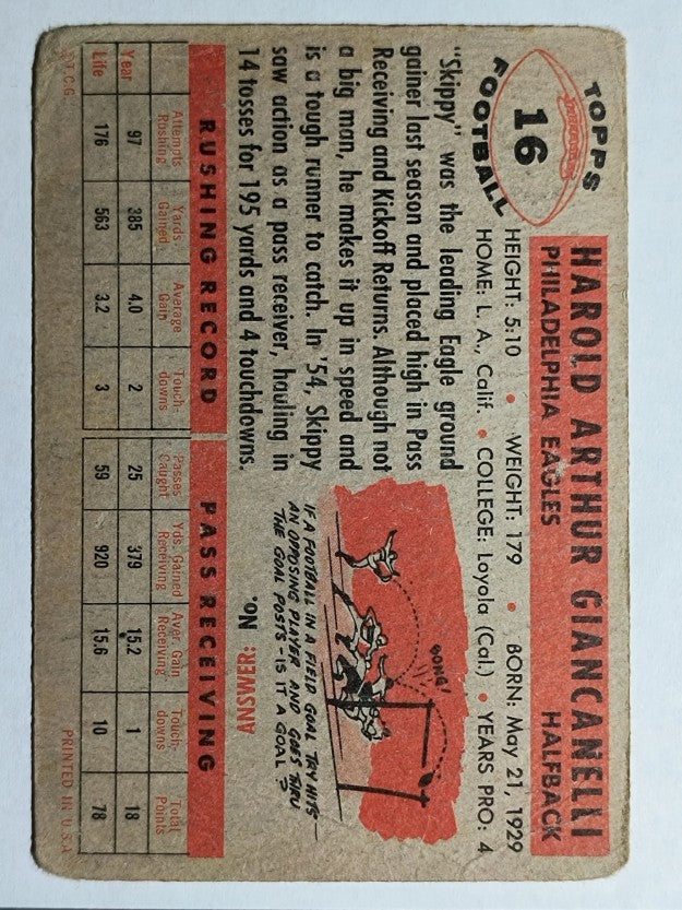 1956 Topps #16 Harold Giancanelli (GOOD)