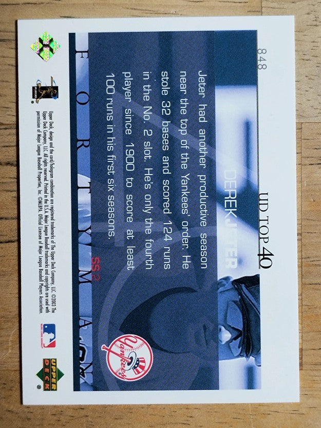 2003 Upper Deck 40-Man #848 Derek Jeter T40