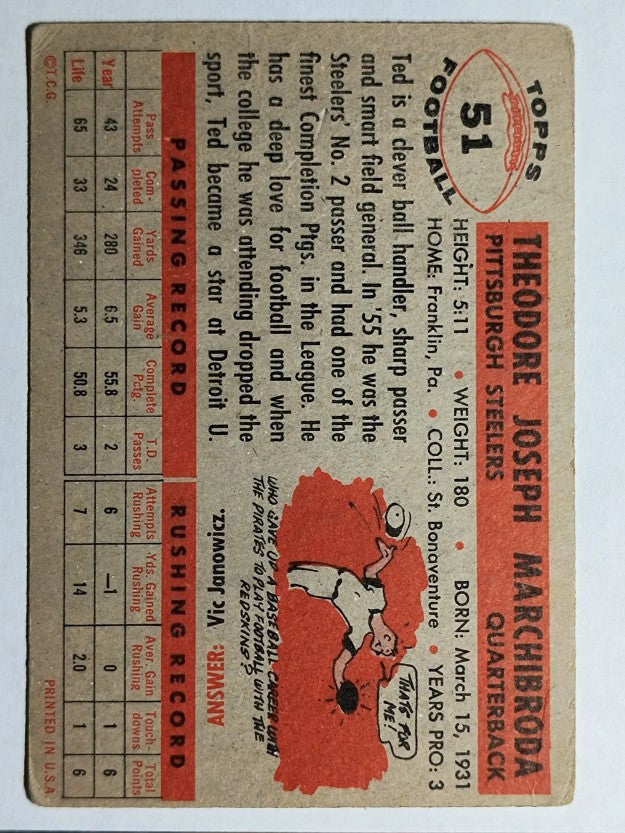 1956 Topps #51 Ted Marchibroda (VG)