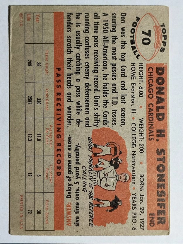 1956 Topps #70 Don Stonesifer SP (VG)