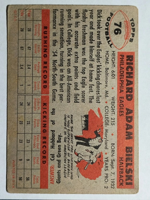 1956 Topps #76 Dick Bielski (VG)