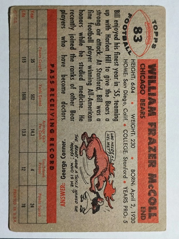 1956 Topps #83 Bill McColl (VG)
