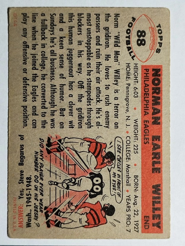 1956 Topps #88 Norm Willey (VGEX)