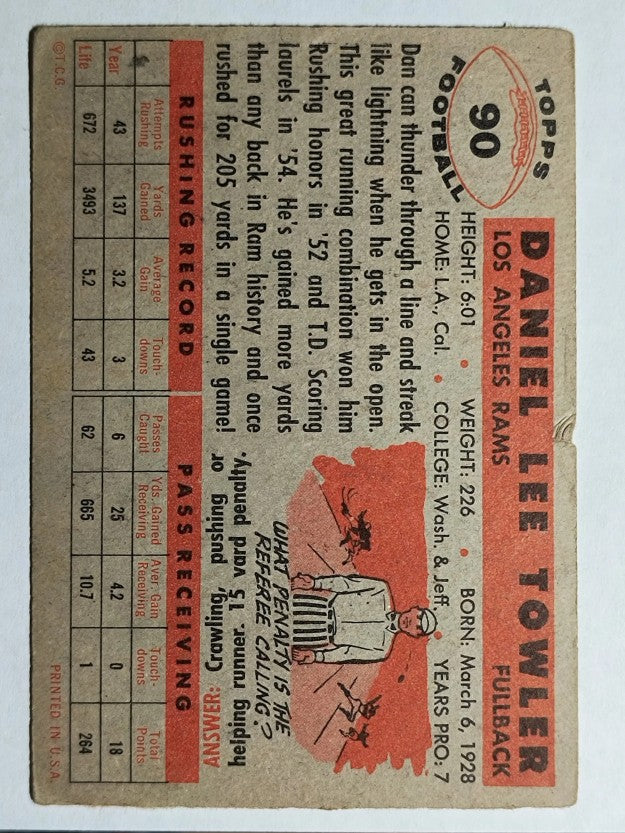 1956 Topps #90 Dan Towler (VG)
