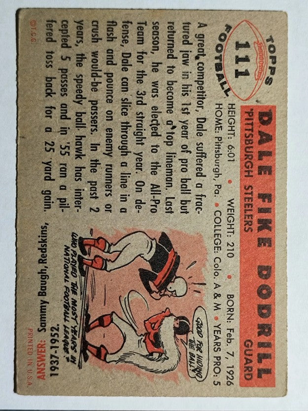 1956 Topps #111 Dale Dodrill (VGEX)