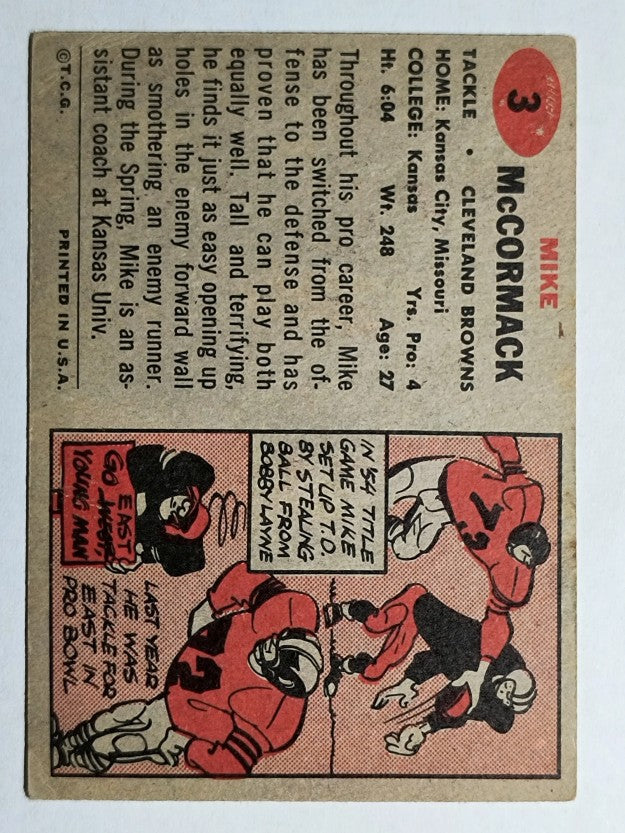 1957 Topps #3 Mike McCormack (VGEX)