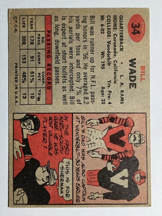 1957 Topps #34 Bill Wade (EX)