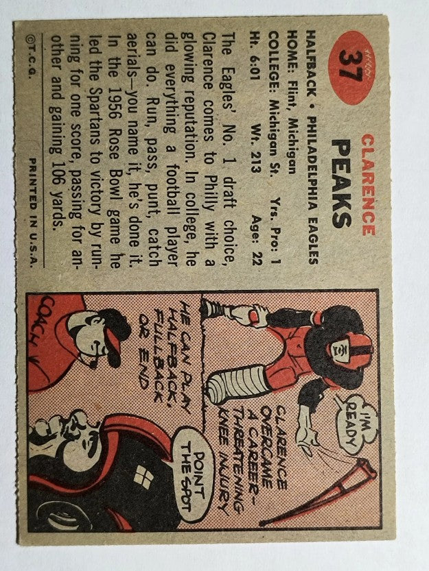 1957 Topps #37 Clarence Peaks RC (EX)