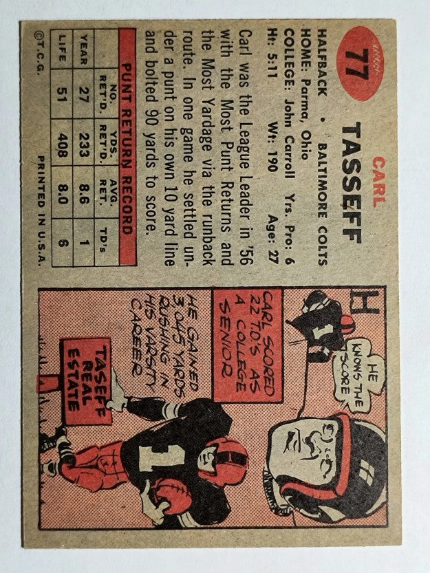 1957 Topps #77 Carl Taseff (EXMT)