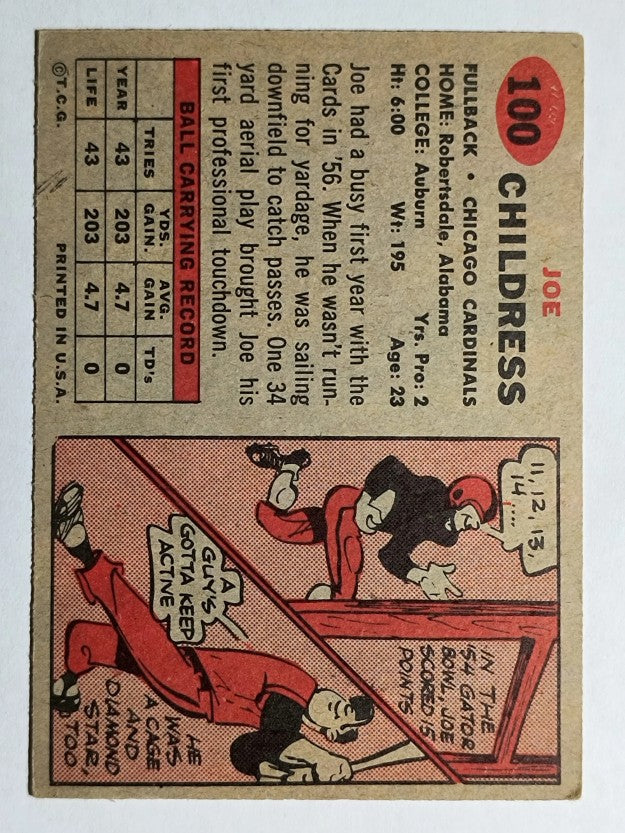 1957 Topps #100 Joe Childress RC (EX)