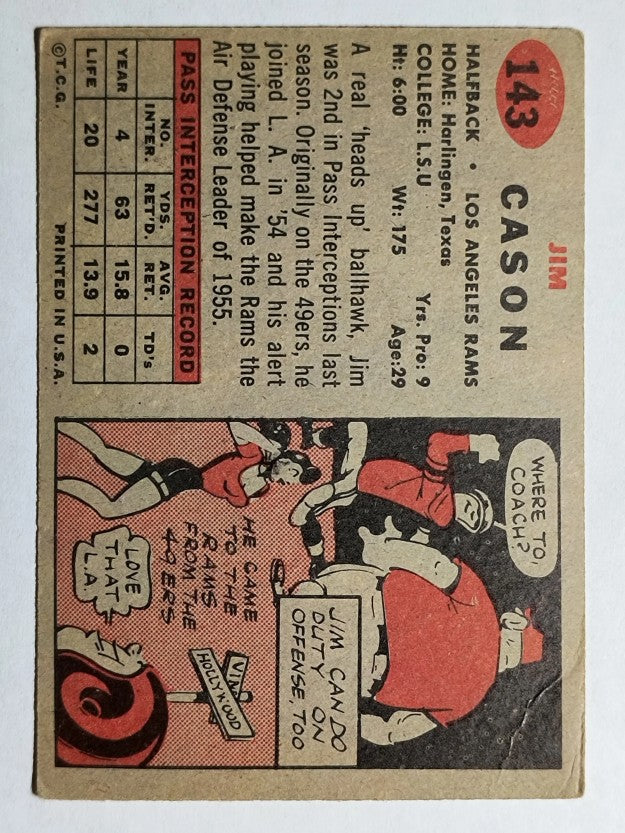 1957 Topps #143 Jim Cason RC (VG)