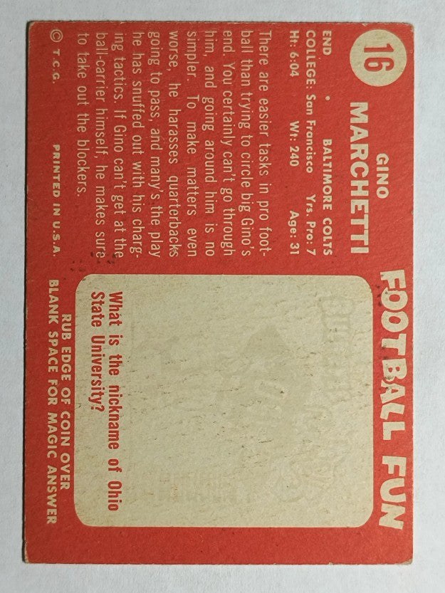 1958 Topps #16 Gino Marchetti (VGEX)