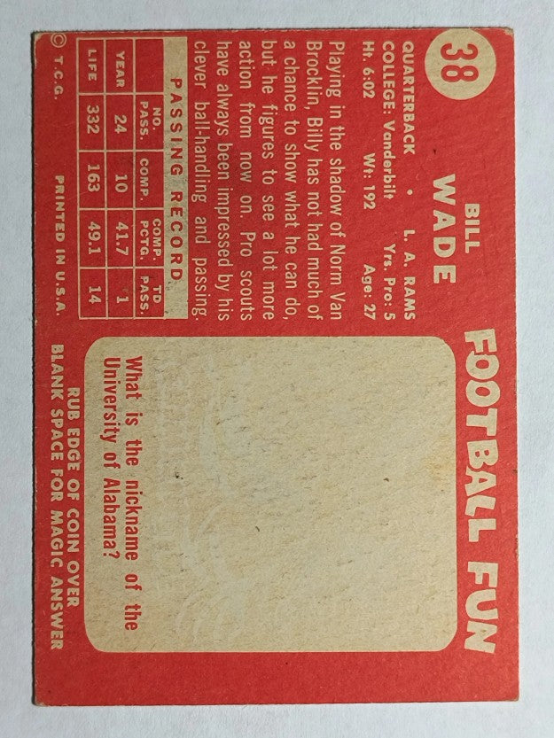 1958 Topps #38 Bill Wade (EX)