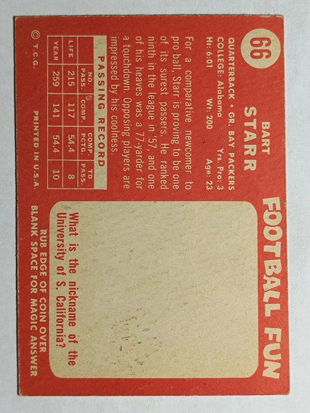 1958 Topps #66 Bart Starr (VGEX)