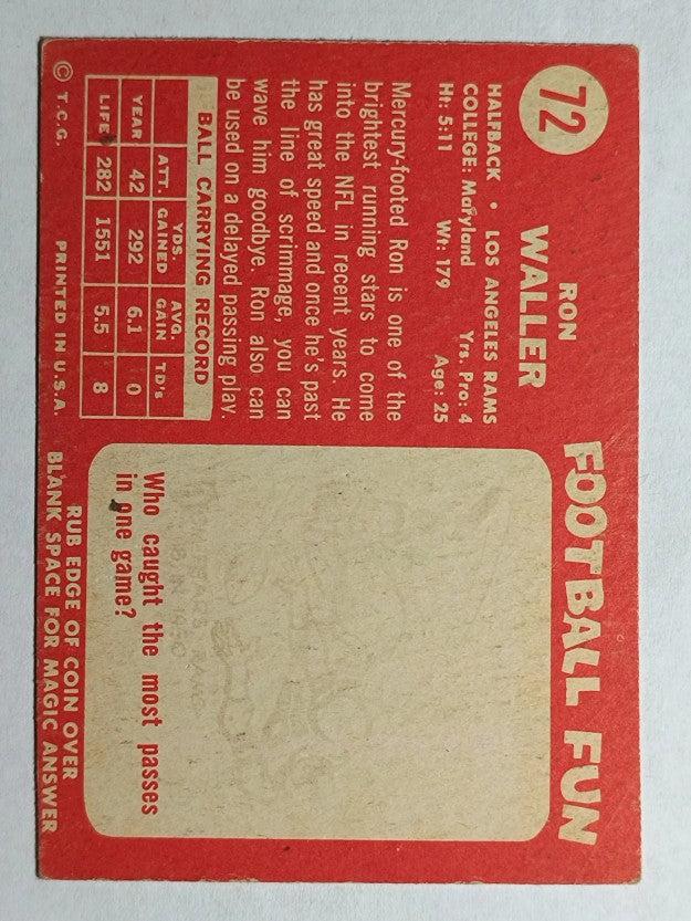 1958 Topps #72 Ron Waller (VG)