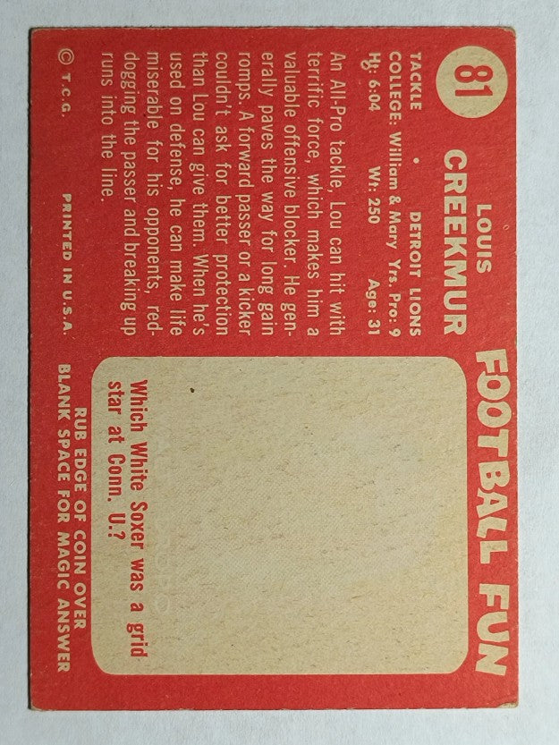1958 Topps #81 Lou Creekmur (VGEX)