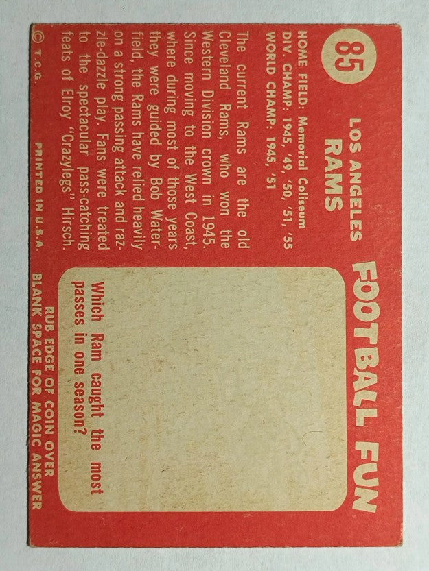 1958 Topps #85 Los Angeles Rams (EX)