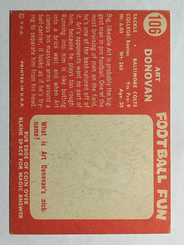 1958 Topps #106 Art Donovan (VGEX)