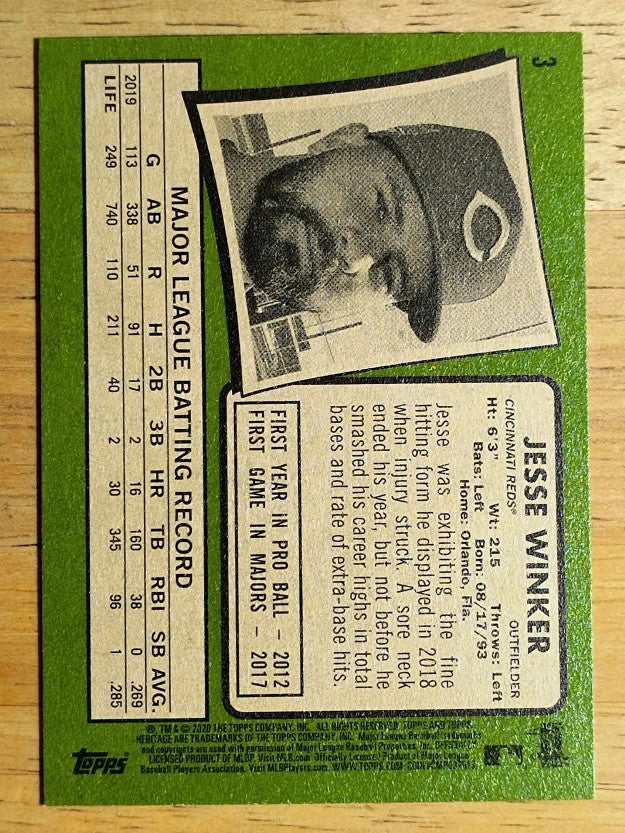 2020 Topps Heritage #3 Jesse Winker