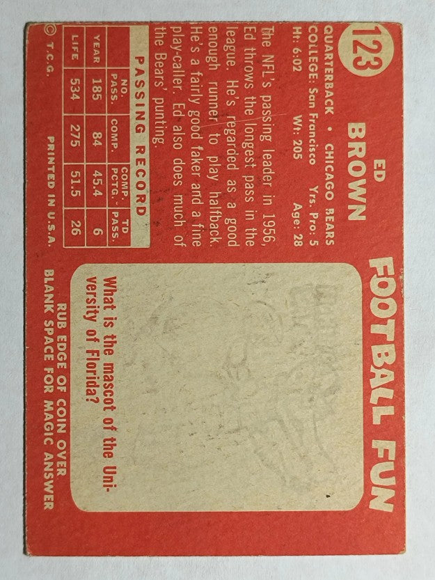 1958 Topps #123 Ed Brown (VGEX)