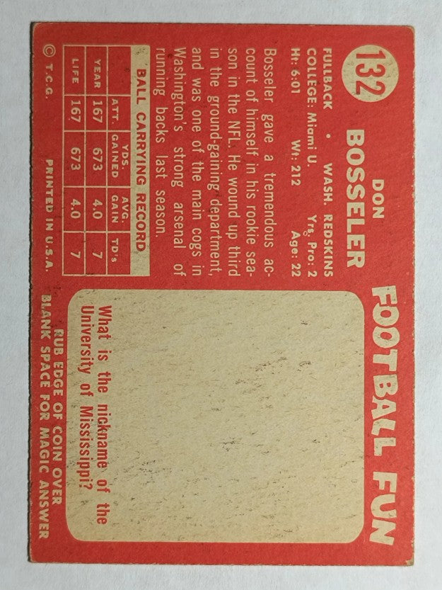 1958 Topps #132 Don Bosseler RC (VGEX)