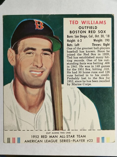 1952 Red Man #AL23 Ted Williams /w tab (POOR)