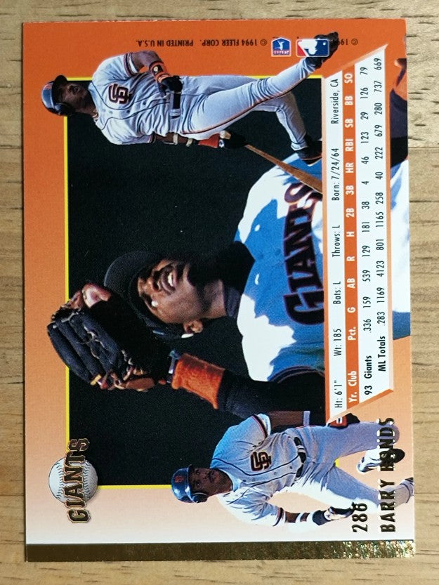 1994 Ultra #286 Barry Bonds