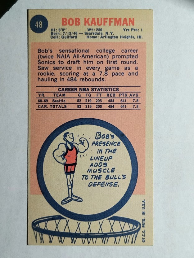 1969-70 Topps #48 Bob Kauffman RC (EXMT)