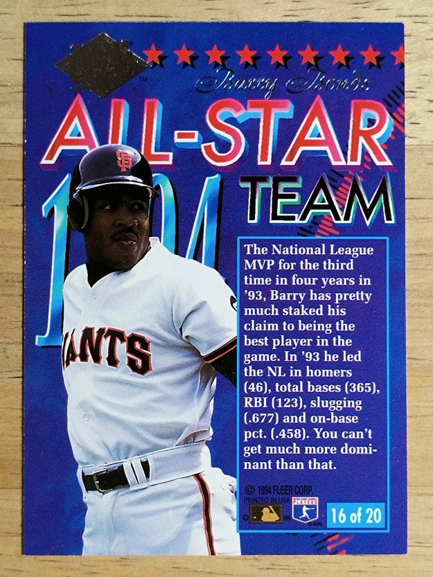 1994 Ultra All-Stars #16 Barry Bonds