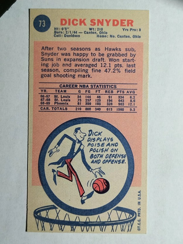 1969-70 Topps #73 Dick Snyder (NM)