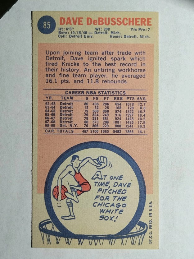 1969-70 Topps #85 Dave DeBusschere RC (NM)