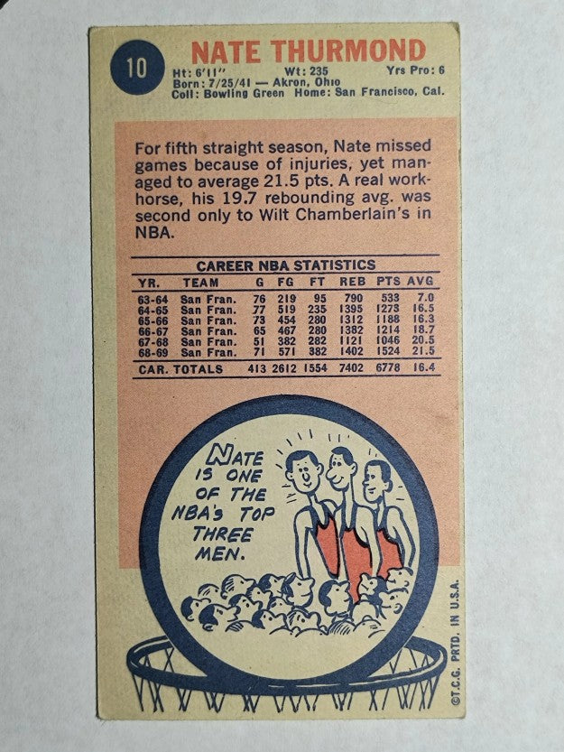 1969-70 Topps #10 Nate Thurmond RC (VGEX)