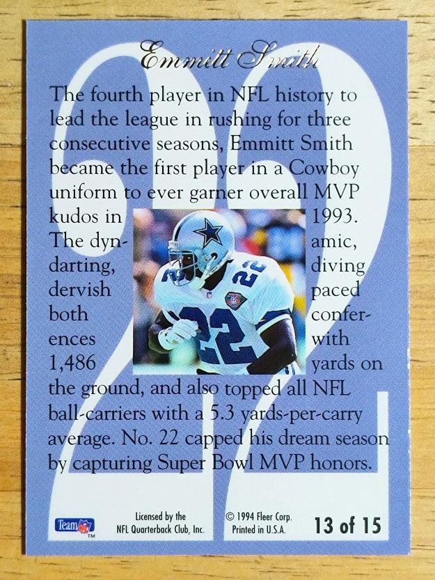 1994 Ultra Flair Hot Numbers #13 Emmitt Smith