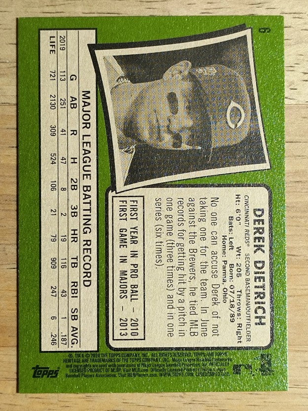 2020 Topps Heritage #6 Derek Dietrich