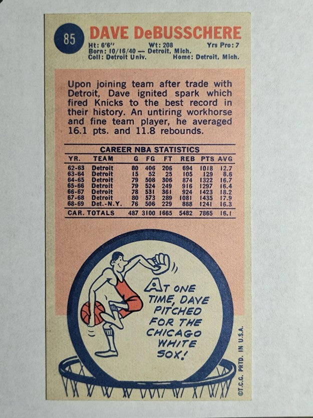 1969-70 Topps #85 Dave DeBusschere RC (NM)