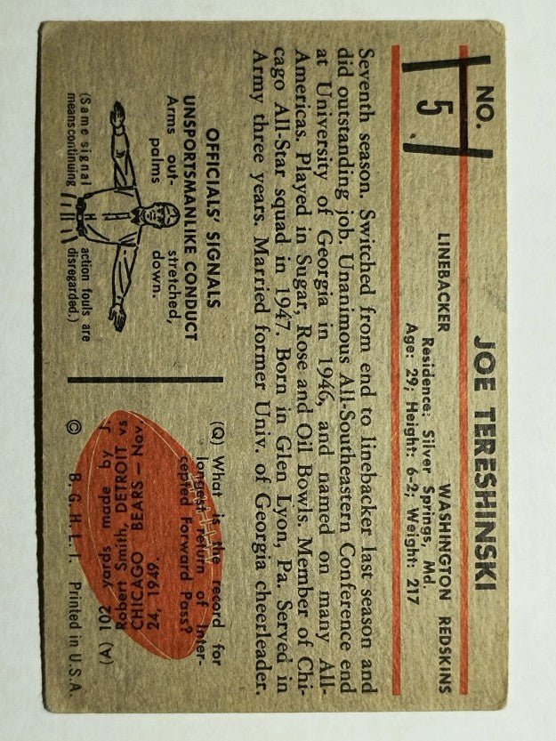 1953 Bowman #5 Joe Tereshinski (VGEX)