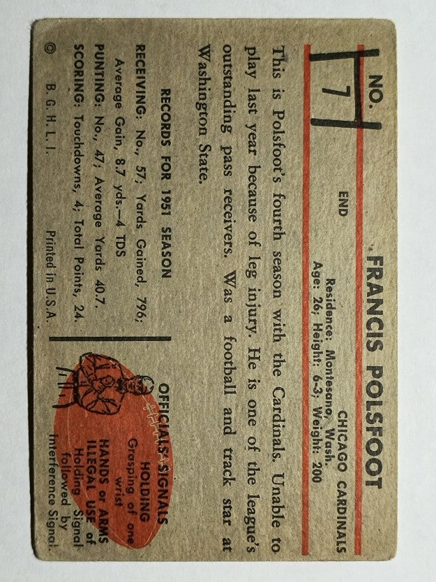 1953 Bowman #7 Fran Polsfoot (VG)